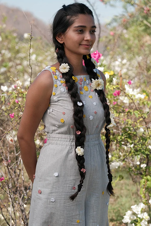 Okhai 'Holiday' Pure Cotton Hand Embroidered Jump Suit - Image 10