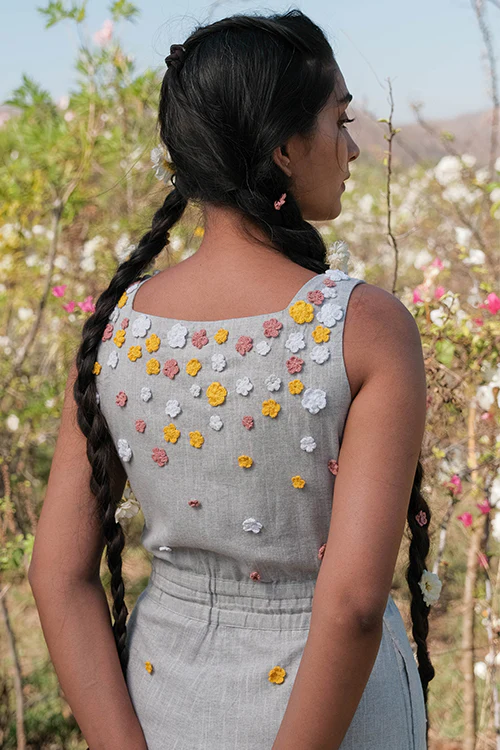 Okhai 'Holiday' Pure Cotton Hand Embroidered Jump Suit - Image 3