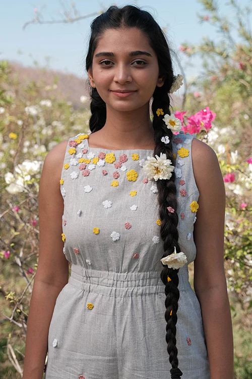 Okhai 'Holiday' Pure Cotton Hand Embroidered Jump Suit - Image 4