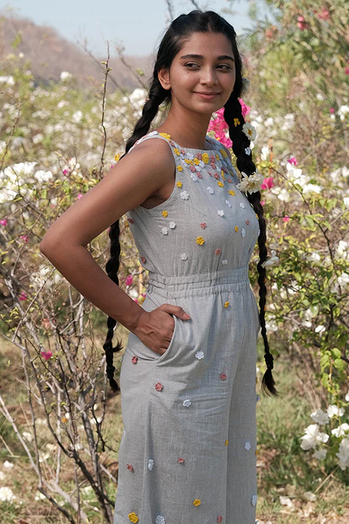 Okhai 'Holiday' Pure Cotton Hand Embroidered Jump Suit - Image 5