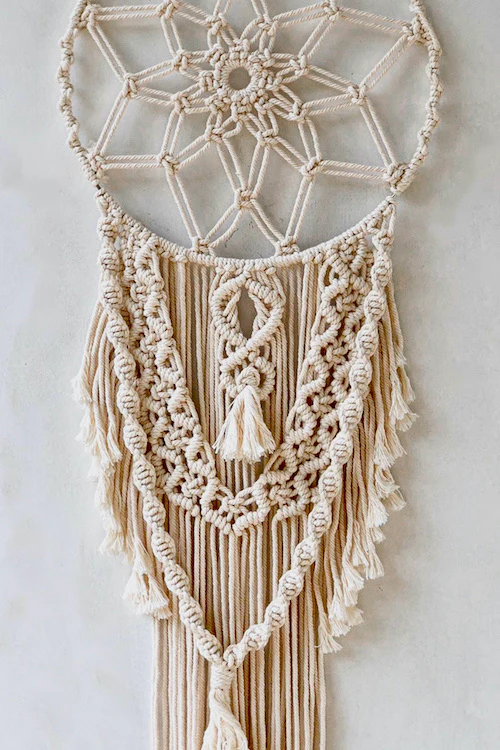 HoM Handcrafted Macrame 'Star Gaze' Dream-catcher Wall Hanging - Image 3