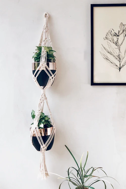 HoM Handcrafted Macrame two-tier Plant Hanger (Variant 1) - Image 3