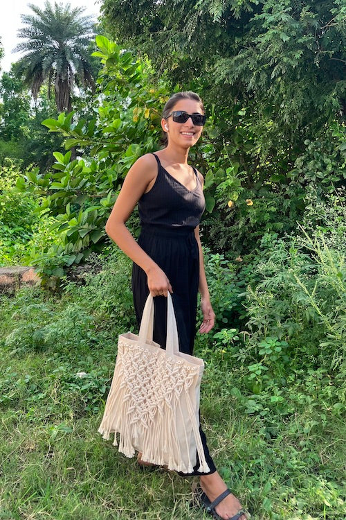 House Of Macrame 100% Cotton Grocery Tote Bag - Image 3