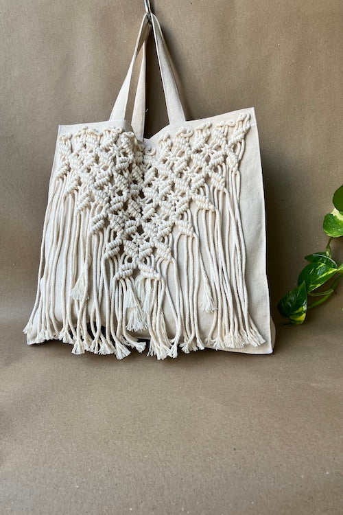 House Of Macrame 100% Cotton Grocery Tote Bag - Image 4