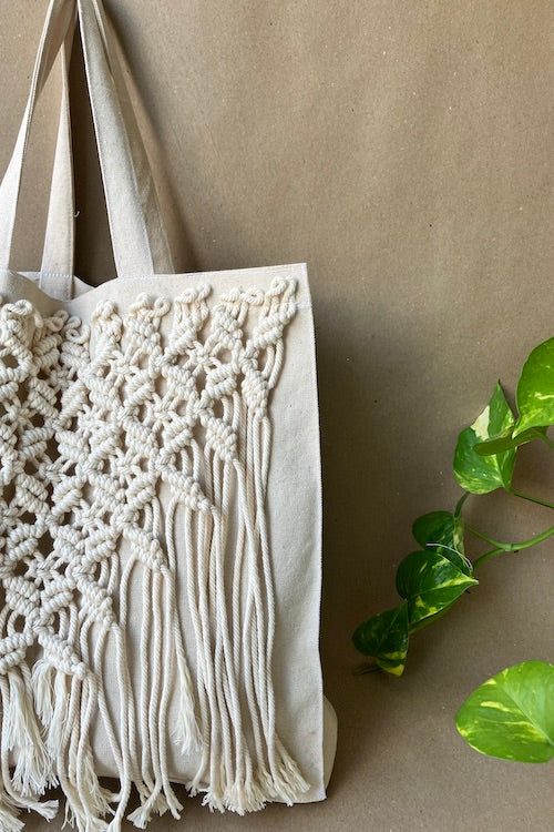 House Of Macrame 100% Cotton Grocery Tote Bag - Image 5
