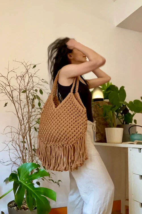 House Of Macrame "Nomadic Knots" Tote-Bag - Brown - Image 3