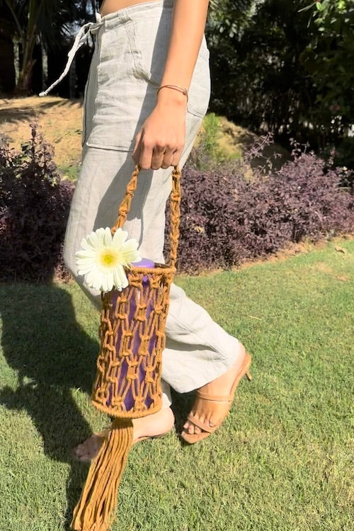 House Of Macrame 'Rustic' Bottle Holder Carry Bag - Image 4