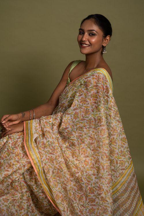 ICH Light & Breezy. Sanganeri Hand Block Printed Kota Doria - Summer Flora - Image 2