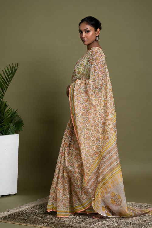 ICH Light & Breezy. Sanganeri Hand Block Printed Kota Doria - Summer Flora - Image 4