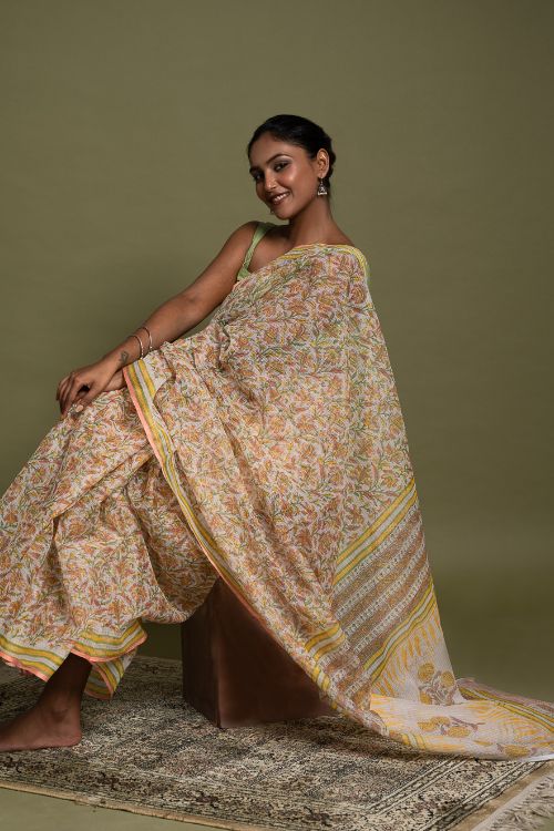 ICH Light & Breezy. Sanganeri Hand Block Printed Kota Doria - Summer Flora - Image 9