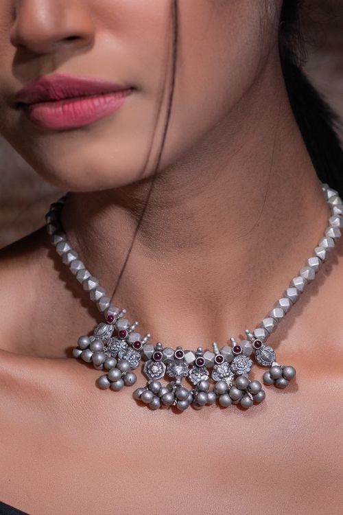 India Craft House Pure Silver Traditional Maharashtrian Saj Neckpiece - Image 4