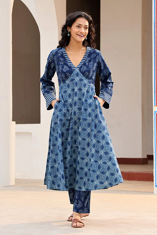 Okhai 'Indigenous Soul' Pure Cotton Hand Block Printed Kurta Pant Set