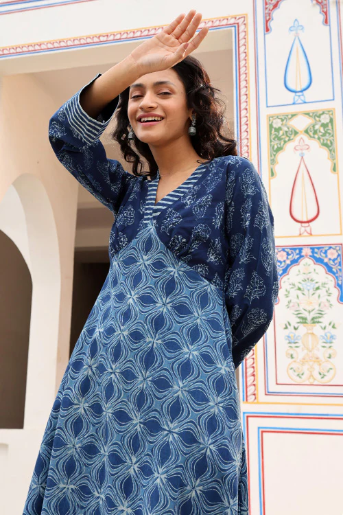 Okhai 'Indigenous Soul' Pure Cotton Hand Block Printed Kurta Pant Set - Image 6