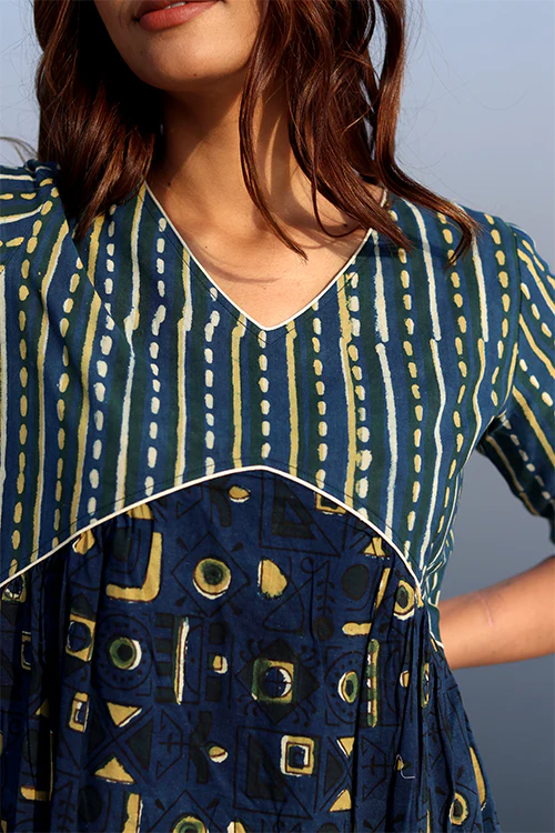 Sootisyahi 'Indigo Fusion' Block Printed Cotton Dress - Image 5
