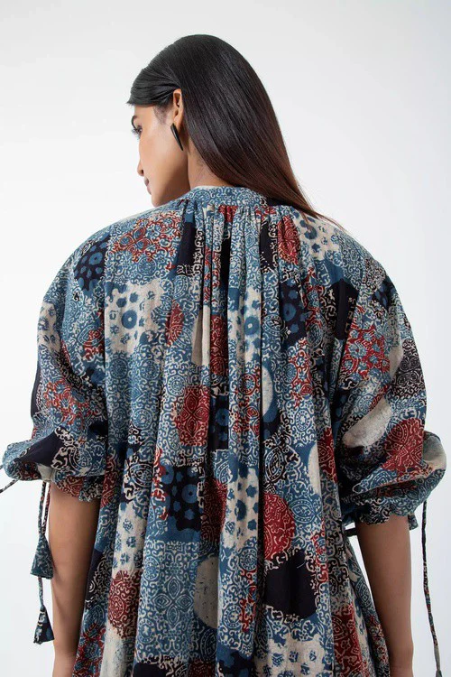 Inkriti "Anti-fit" Block Printed Organic Cotton Dress - Indigo - Image 5