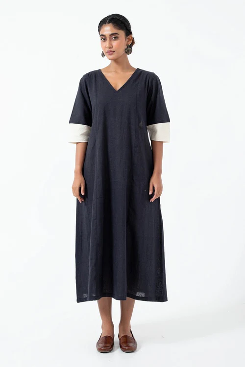 Inkriti "Everyday" Handloom Kala Cotton Dress - Black