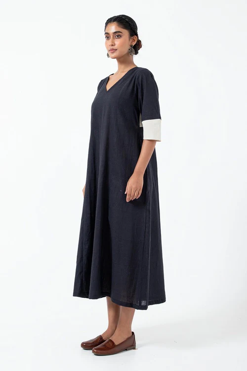 Inkriti "Everyday" Handloom Kala Cotton Dress - Black - Image 4