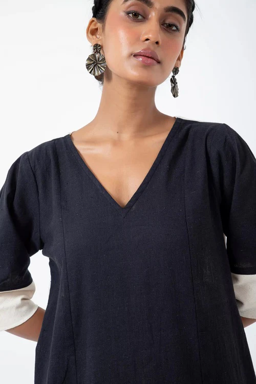 Inkriti "Everyday" Handloom Kala Cotton Dress - Black - Image 5