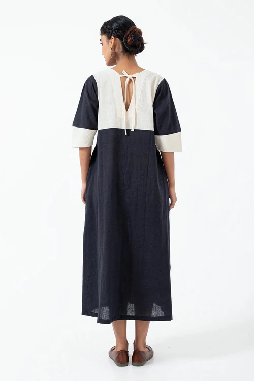 Inkriti "Everyday" Handloom Kala Cotton Dress - Black - Image 7