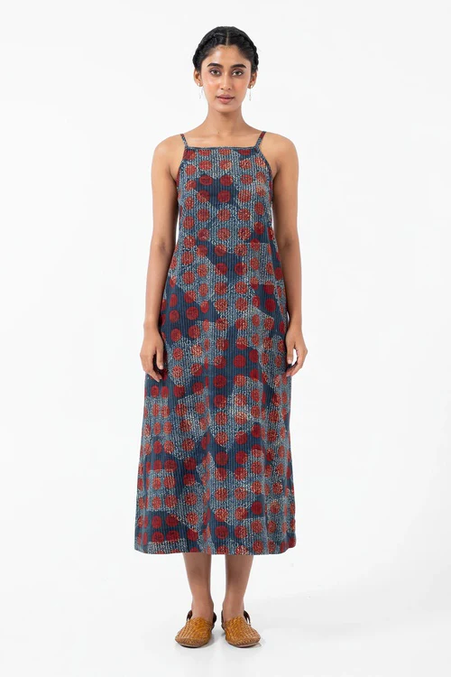 Inkriti "Indie" Block Printed Organic Cotton Dress - Allover - Image 2