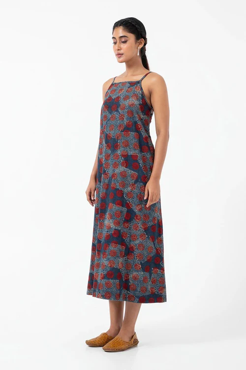 Inkriti "Indie" Block Printed Organic Cotton Dress - Allover - Image 5