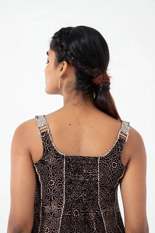 Inkriti "Panel" Block Printed Organic Cotton Dress - White Skyline - Image 6