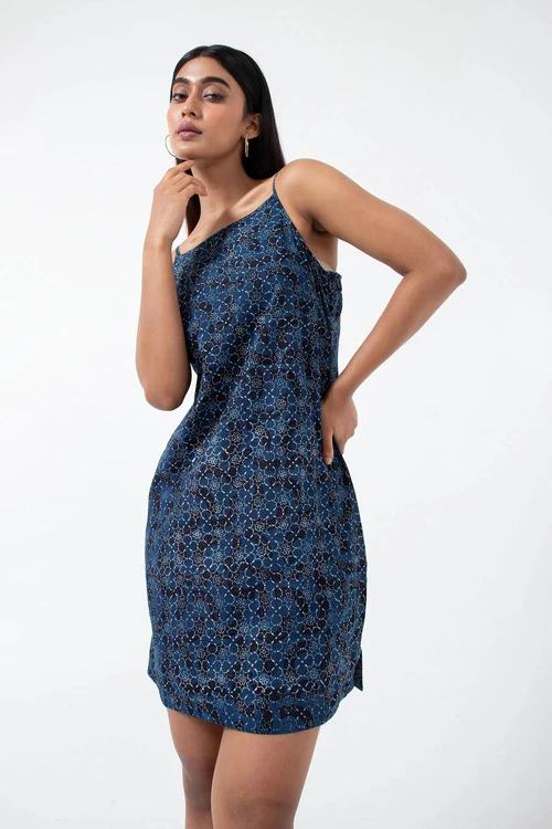 Inkriti "Summer" Block Printed Organic Cotton Dress - Brushstroked