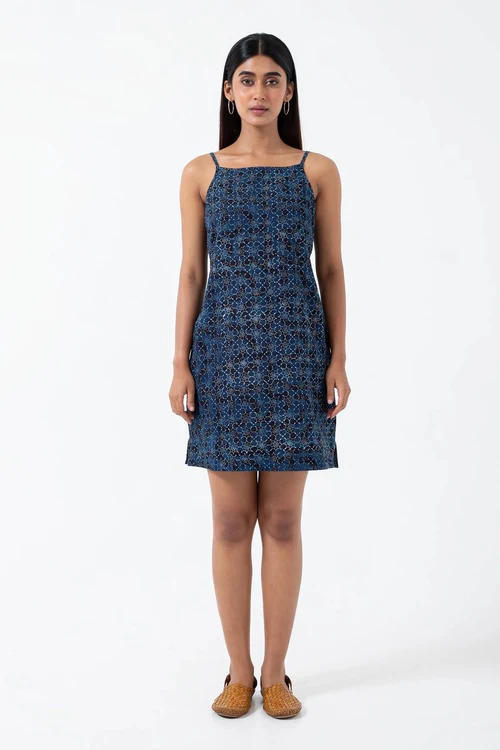 Inkriti "Summer" Block Printed Organic Cotton Dress - Brushstroked - Image 3
