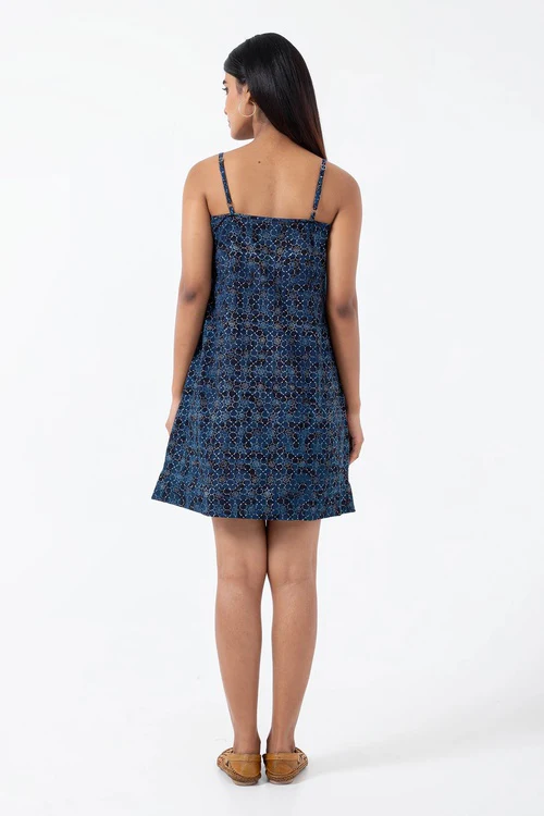 Inkriti "Summer" Block Printed Organic Cotton Dress - Brushstroked - Image 4