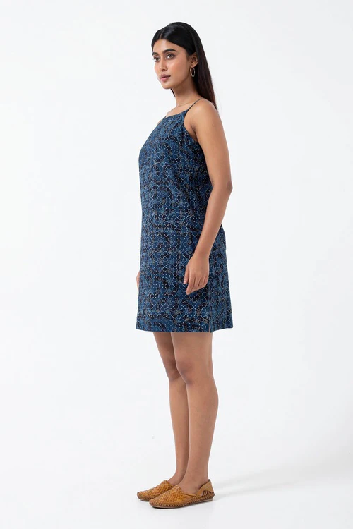 Inkriti "Summer" Block Printed Organic Cotton Dress - Brushstroked - Image 5