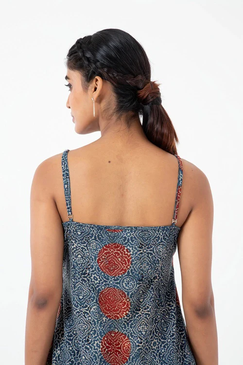 Inkriti "Summer" Block Printed Organic Cotton Dress - Sky Stopper - Image 3
