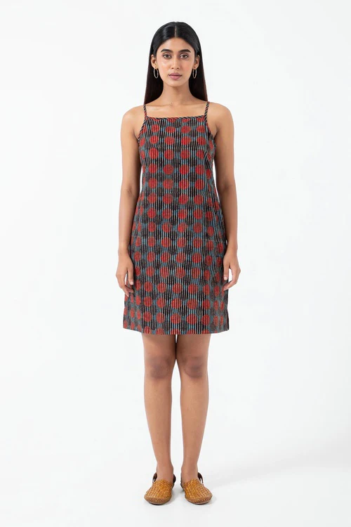 Inkriti "Summer" Block Printed Organic Cotton Dress - Sunset