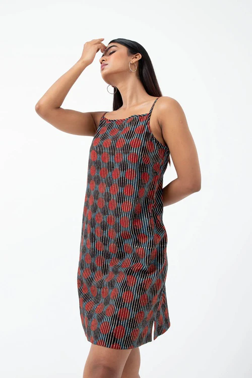 Inkriti "Summer" Block Printed Organic Cotton Dress - Sunset - Image 3