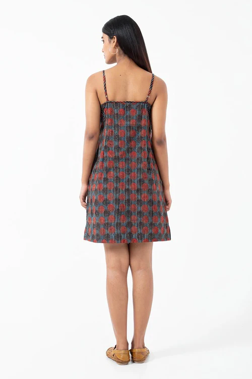 Inkriti "Summer" Block Printed Organic Cotton Dress - Sunset - Image 4