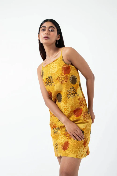 Inkriti "Summer" Block Printed Organic Cotton Dress - Sunshine