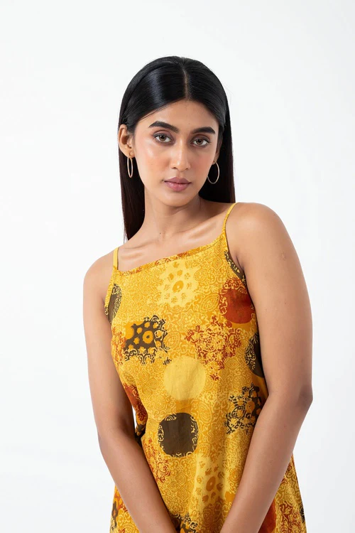 Inkriti "Summer" Block Printed Organic Cotton Dress - Sunshine - Image 2