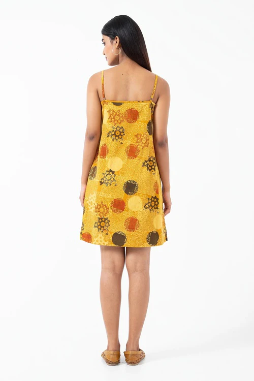 Inkriti "Summer" Block Printed Organic Cotton Dress - Sunshine - Image 5