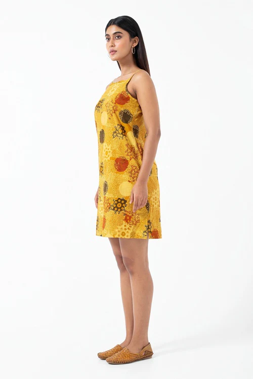Inkriti "Summer" Block Printed Organic Cotton Dress - Sunshine - Image 6