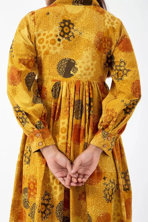 Inkriti "Timeless" Block Printed Organic Cotton Dress - Sunshine - Image 7