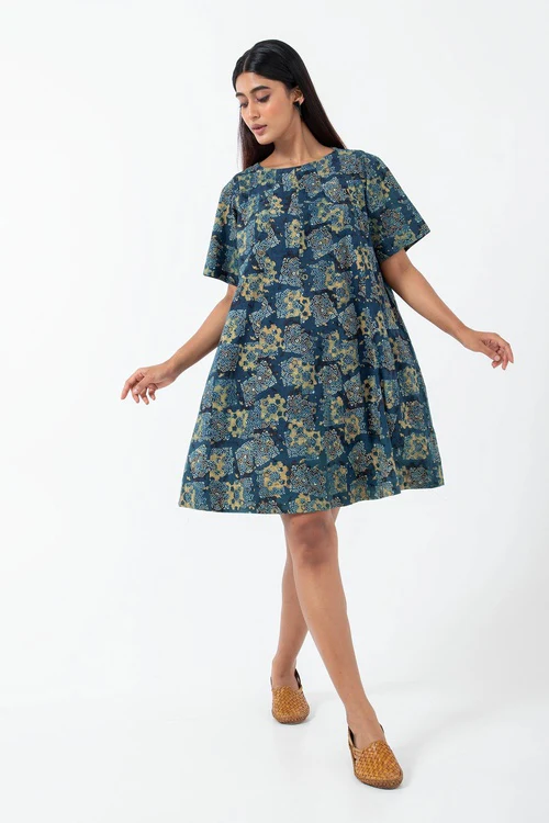 Inkriti "Zero-Waste" Block Printed Organic Cotton Dress - Atypical Seageen