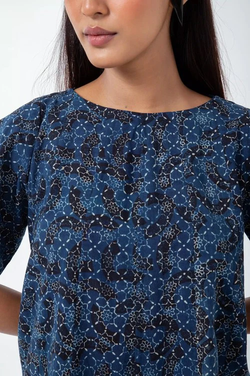 Inkriti "Zero-Waste" Block Printed Organic Cotton Dress - Brushstroked - Image 2