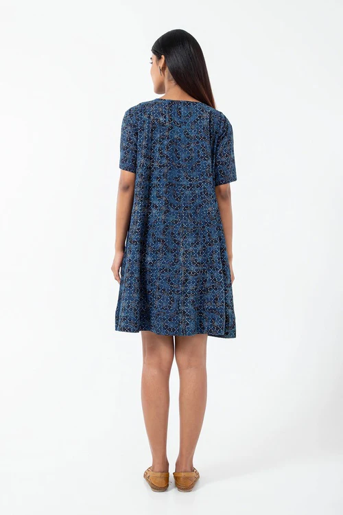 Inkriti "Zero-Waste" Block Printed Organic Cotton Dress - Brushstroked - Image 5