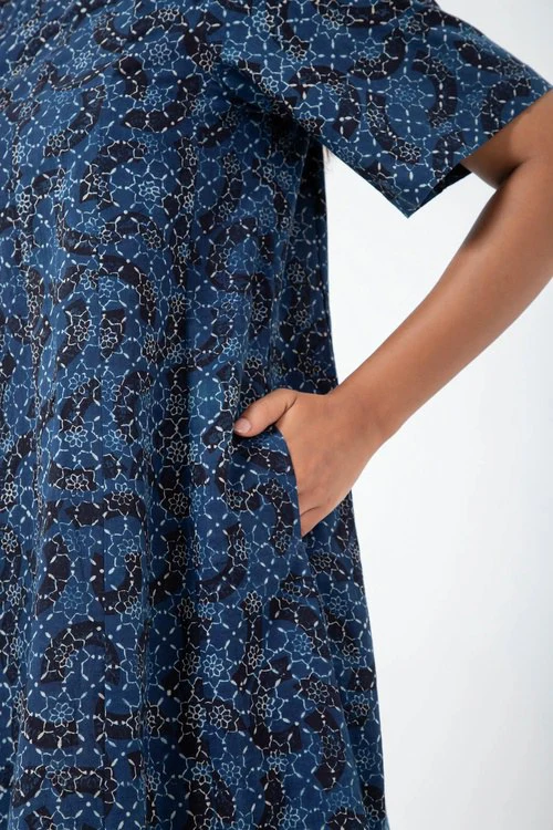 Inkriti "Zero-Waste" Block Printed Organic Cotton Dress - Brushstroked - Image 6