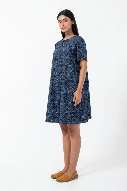 Inkriti "Zero-Waste" Block Printed Organic Cotton Dress - Brushstroked - Image 7