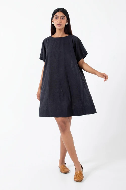 Inkriti "Zero-Waste" Handloom Kala Cotton Dress - Black
