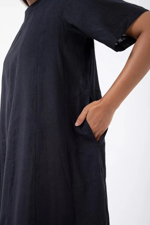 Inkriti "Zero-Waste" Handloom Kala Cotton Dress - Black - Image 4