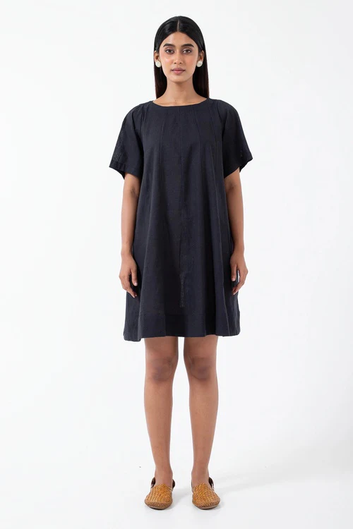 Inkriti "Zero-Waste" Handloom Kala Cotton Dress - Black - Image 5