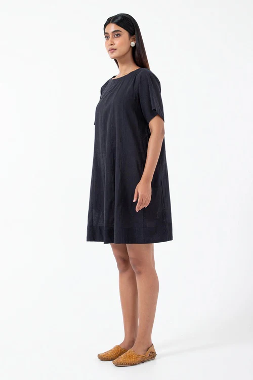 Inkriti "Zero-Waste" Handloom Kala Cotton Dress - Black - Image 7