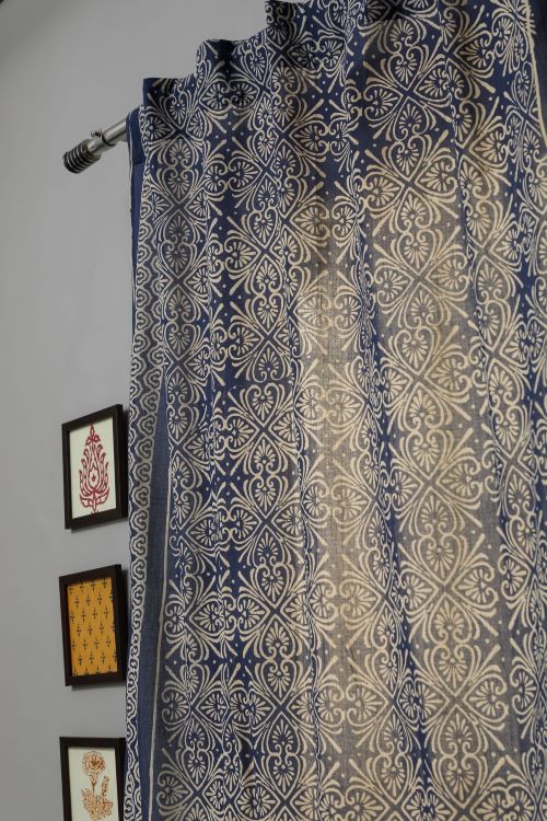 Sooti Syahi Iris Hand Block Printed Door Curtain - Image 2