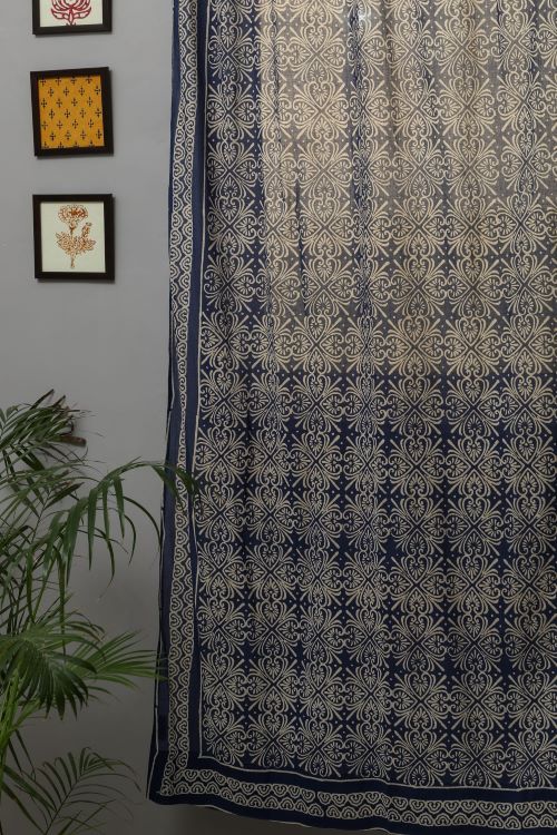 Sooti Syahi Iris Hand Block Printed Door Curtain - Image 3
